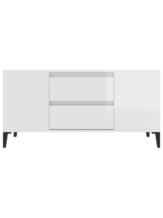 Tv skapītis, spīdīgi balts, 102x44,5x50 cm, inženierijas koks