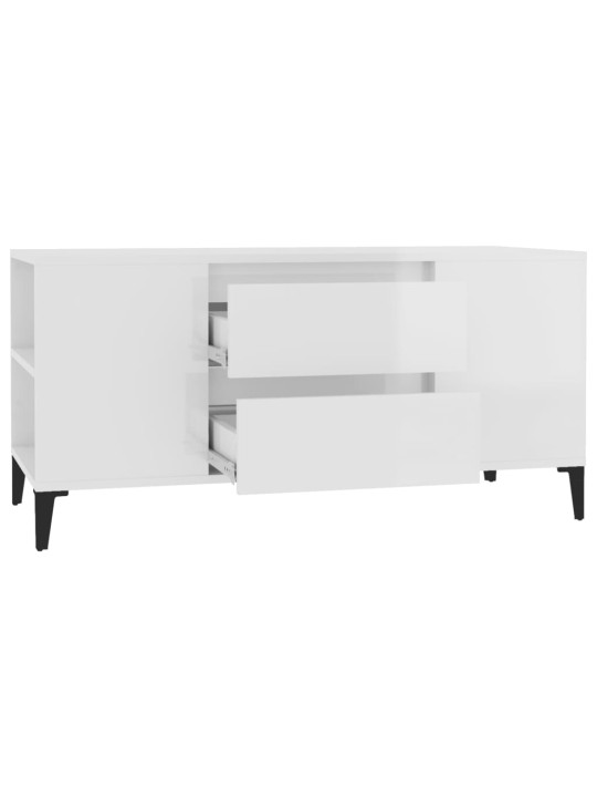 Tv skapītis, spīdīgi balts, 102x44,5x50 cm, inženierijas koks