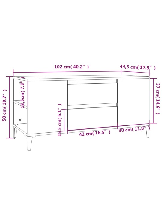 Tv skapītis, sonomas ozola, 102x44,5x50 cm, inženierijas koks