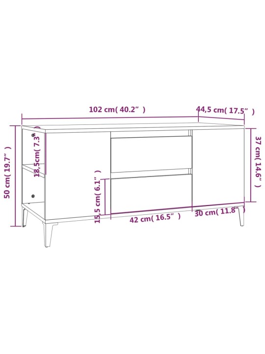 Tv skapītis, ozolkoka krāsa, 102x44,5x50 cm, inženierijas koks