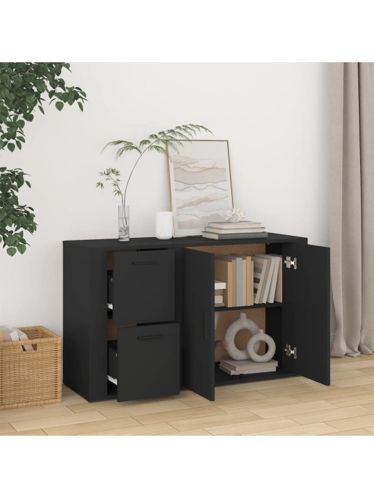 Kumode, melna, 100x33x59,5 cm, inženierijas koks