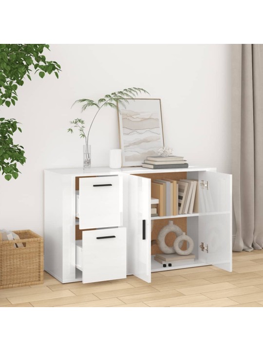 Kumode, spīdīgi balta, 100x33x59,5 cm, inženierijas koks