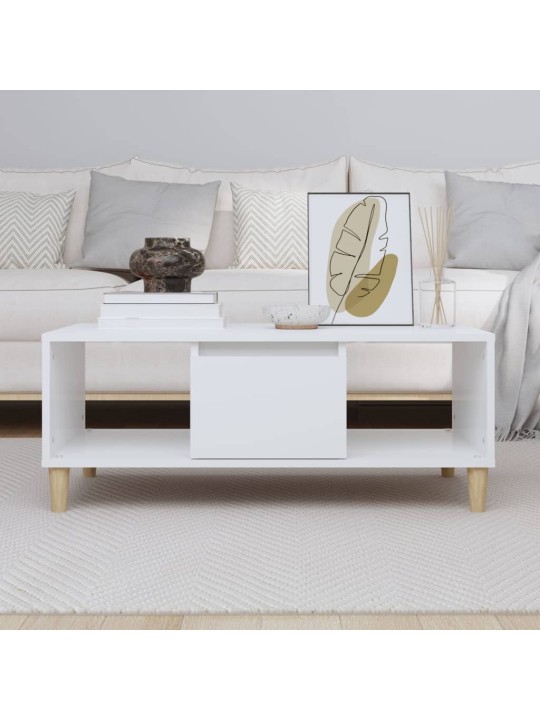 Kafijas galdiņš, balts, 90x50x36,5 cm, inženierijas koks