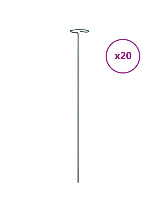 Dārza augu mietiņi, 20 gab., tumši zaļi, 61 cm, tērauds