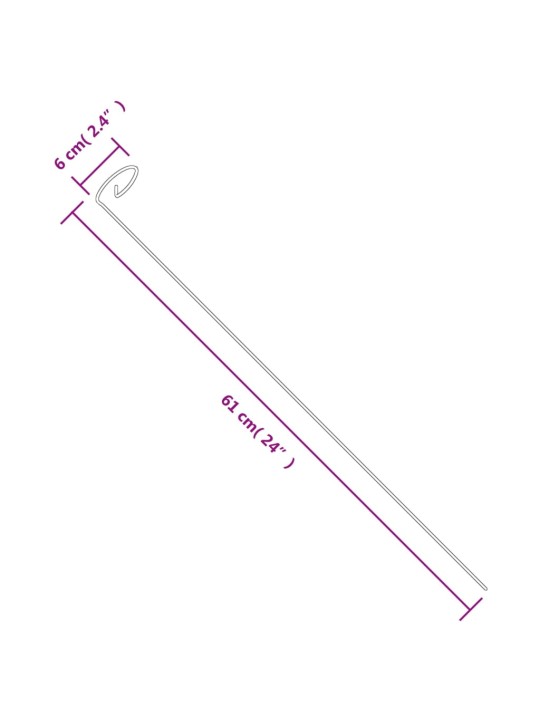 Dārza augu mietiņi, 20 gab., tumši zaļi, 61 cm, tērauds