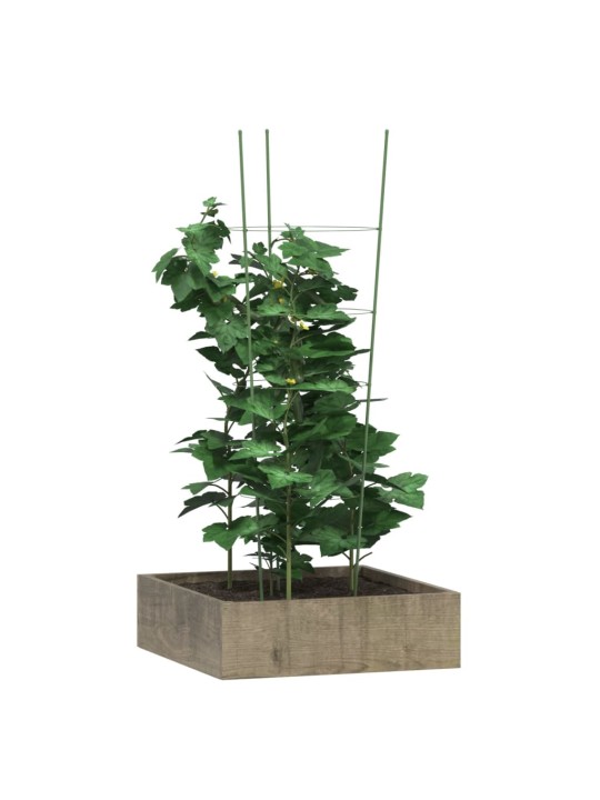 Dārza augu mietiņi ar 4 gredzeniem, 5 gb., zaļi, 90 cm, tērauds