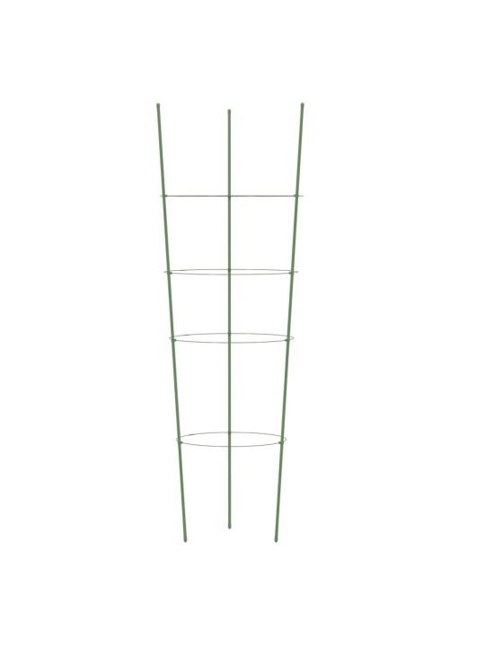 Dārza augu mietiņi ar 4 gredzeniem, 5 gb., zaļi, 90 cm, tērauds