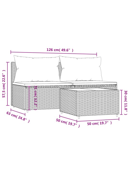 3-daļīgs dārza atpūtas mēbeļu komplekts, brūna pe rotangpalma