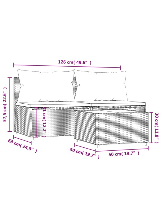 3-daļīgs dārza atpūtas mēbeļu komplekts, brūna pe rotangpalma