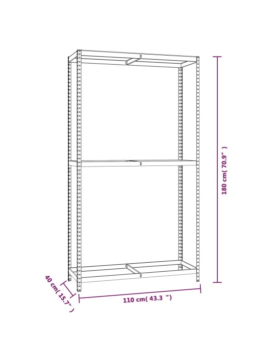 2-līmeņu riepu plaukti, 3 gb., sudraba, 110x40x180 cm, tērauds