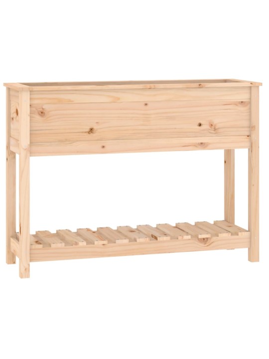 Puķu kaste ar plauktu, pelēka, 111,5x34,5x81, priedes masīvkoks