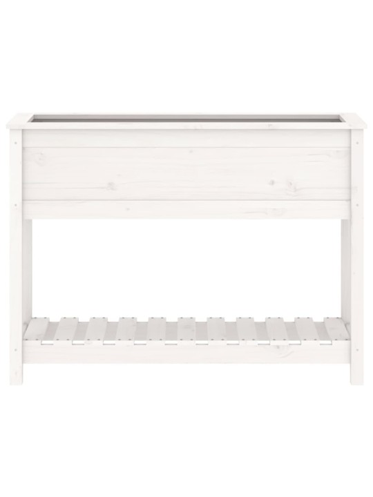 Puķu kaste ar plauktu, balta, 111,5x34,5x81 cm, priedes koks