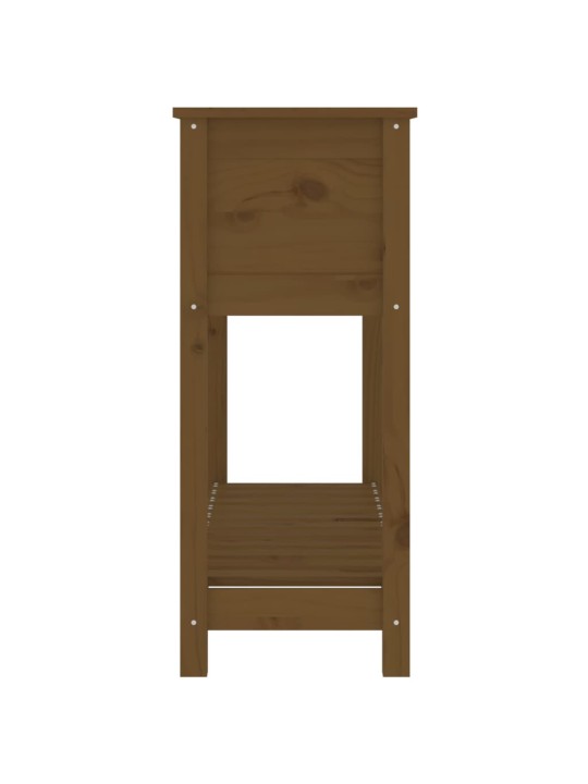 Puķu kaste ar plauktu, medus brūna, 111,5x34,5x81, priedes koks