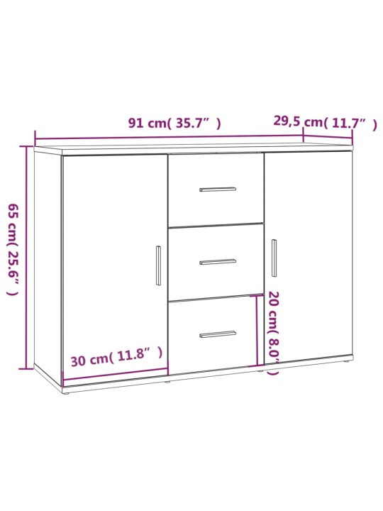 Kumode, balta, 91x29,5x65 cm, inženierijas koks