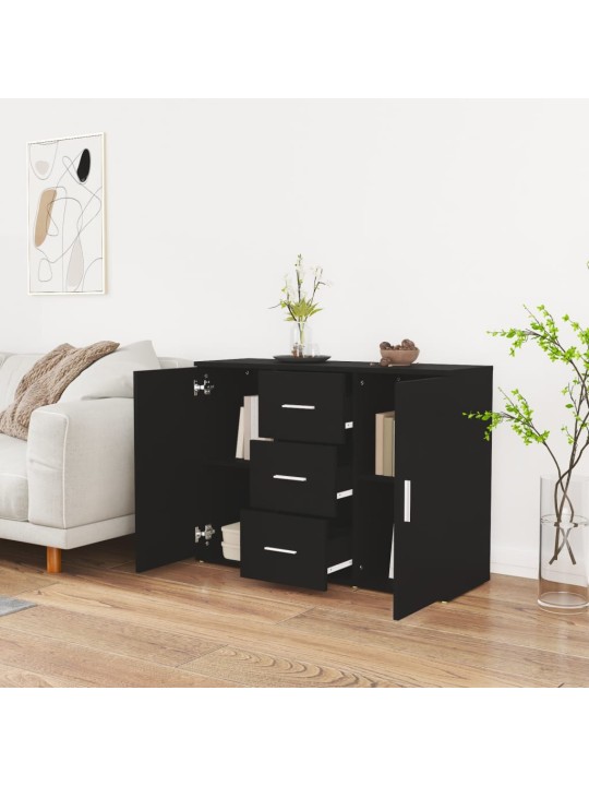 Kumode, melna, 91x29,5x65 cm, inženierijas koks