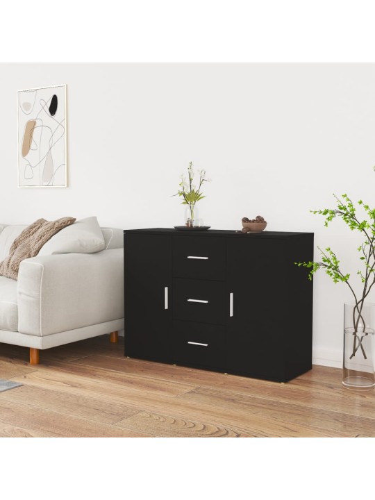 Kumode, melna, 91x29,5x65 cm, inženierijas koks