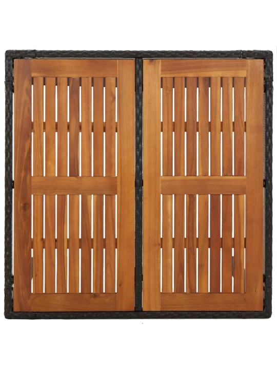 Dārza galds ar koka virsmu, 90x90x75 cm, melna pe rotangpalma