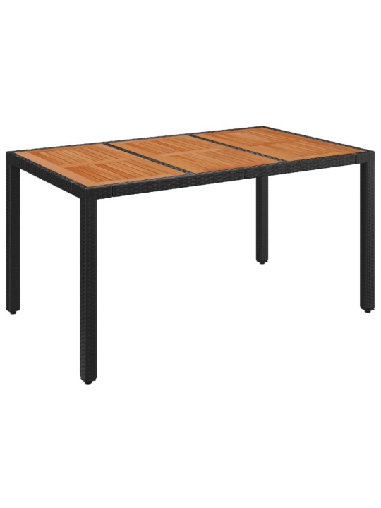 Dārza galds, koka virsma, melns, 150x90x75 cm, pe rotangpalma