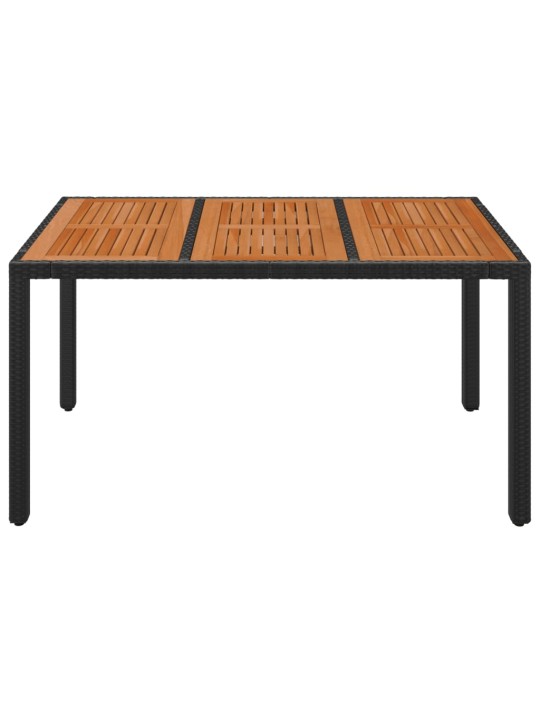 Dārza galds, koka virsma, melns, 150x90x75 cm, pe rotangpalma
