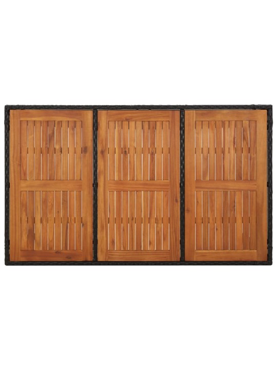 Dārza galds, koka virsma, melns, 150x90x75 cm, pe rotangpalma