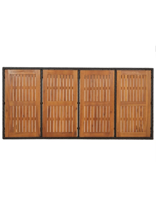 Dārza galds, koka virsma, melns, 190x90x75 cm, pe rotangpalma