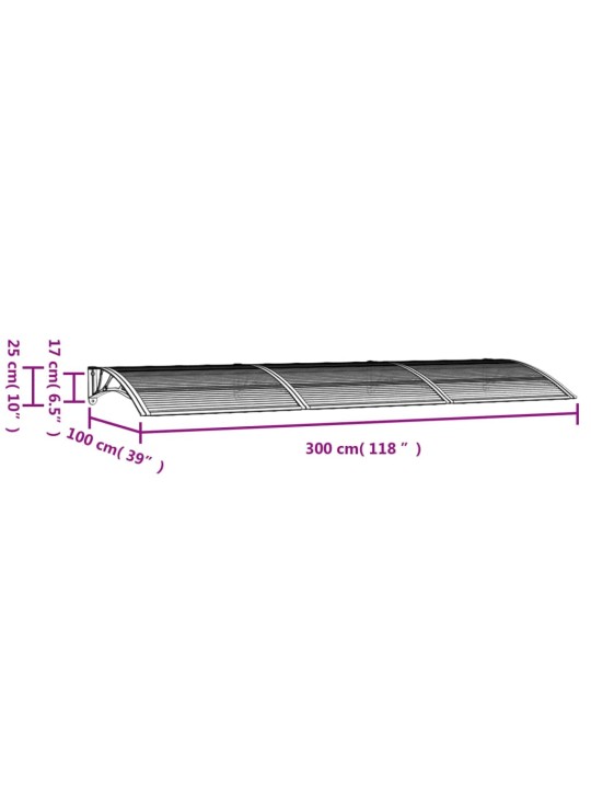 Durvju nojume, melna, 300x100 cm, polikarbonāts