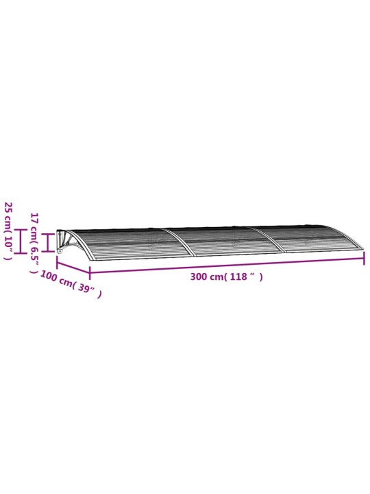 Durvju nojume, pelēka, 300x100 cm, polikarbonāts