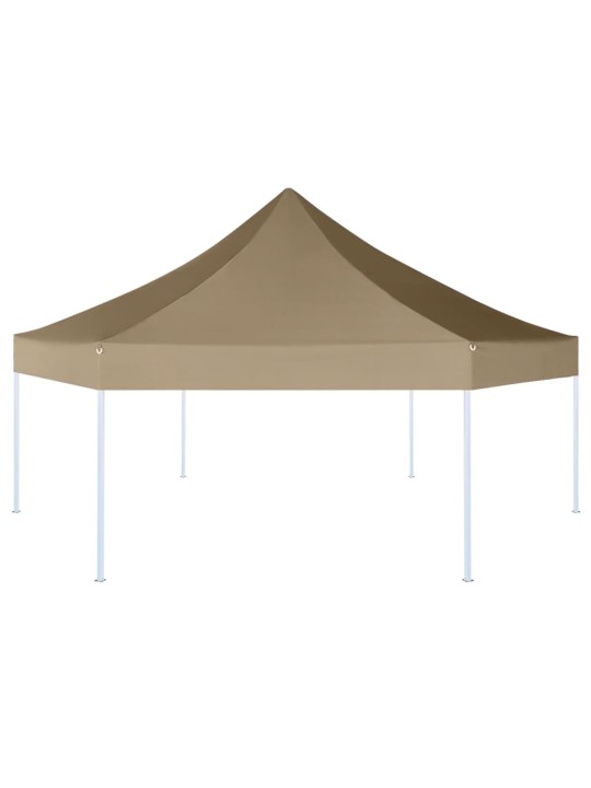 Sešstūra telts, saliekama, 3,6x3,1 m, pelēkbrūna, 220 g/m²