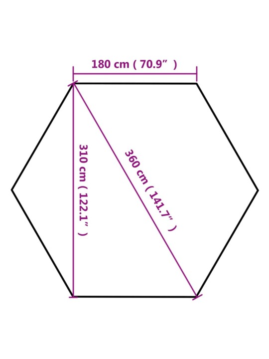 Sešstūra telts, saliekama, 3,6x3,1 m, pelēkbrūna, 220 g/m²
