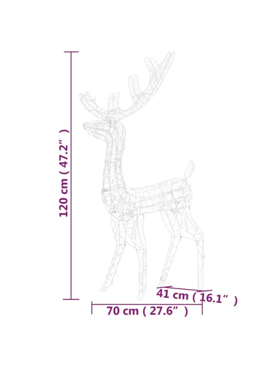 Ziemassvētku ziemeļbriežu dekorācijas, 3 gab., akrils, 120 cm