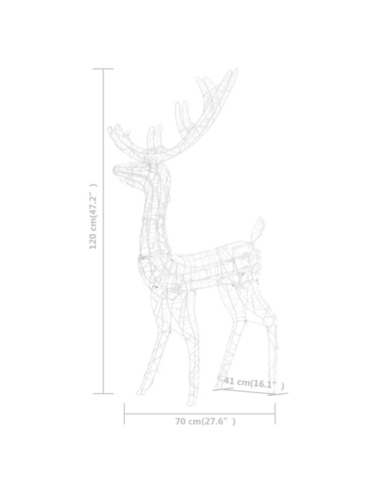 Ziemeļbriežu dekorācijas, 3 gab., akrils, 120 cm, krāsainas
