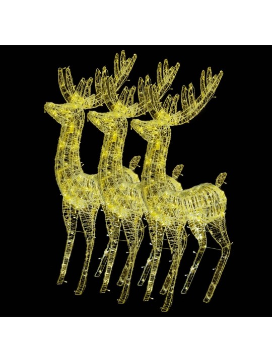 Ziemeļbriežu dekorācijas, 3 gab., 250 LED, 180 cm, akrils, XXL