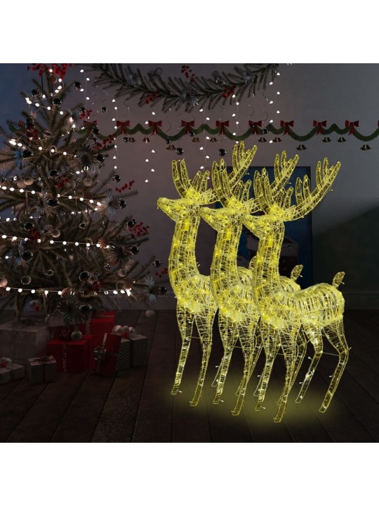 Ziemeļbriežu dekorācijas, 3 gab., 250 LED, 180 cm, akrils, XXL