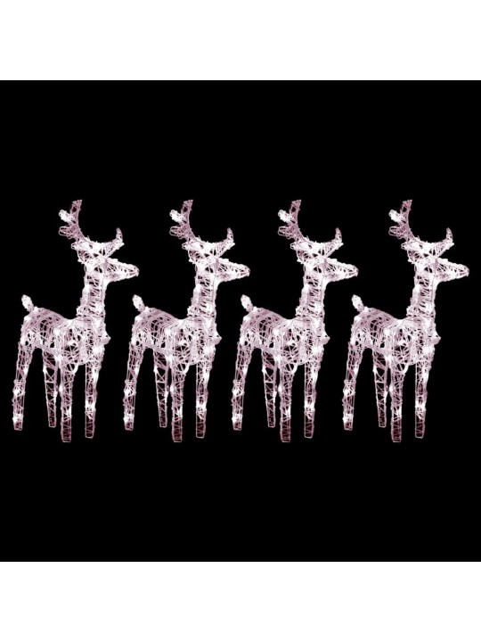 Ziemassvētku ziemeļbrieži, 4 gab., 160 silti baltas LED, akrils
