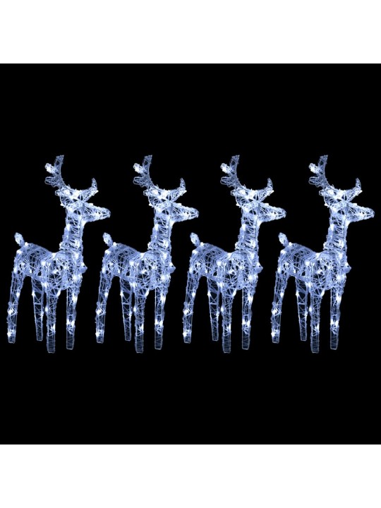 Ziemassvētku ziemeļbrieži, 4 gab., 160 vēsi baltas LED, akrils