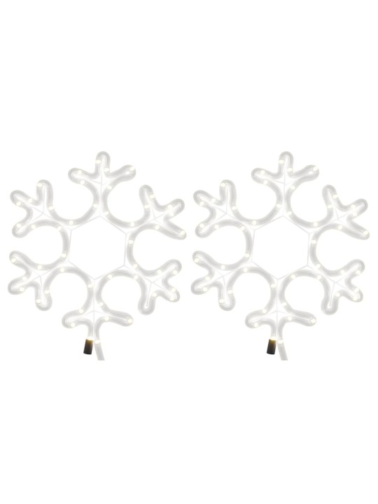 Ziemassvētku sniegpārslas figūras, 2 gab., baltas led, 27x27 cm