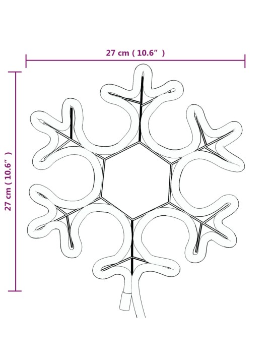Ziemassvētku sniegpārslas figūras, 2 gab., baltas led, 27x27 cm