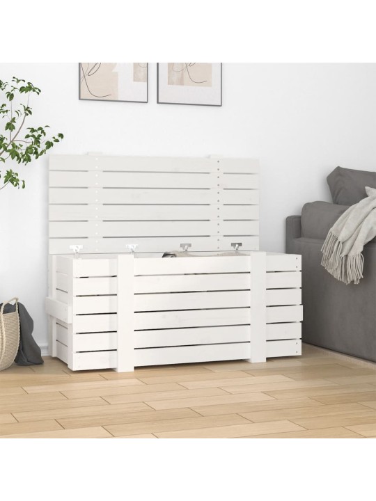 Uzglabāšanas kaste, balta, 91x40,5x42 cm, priedes masīvkoks