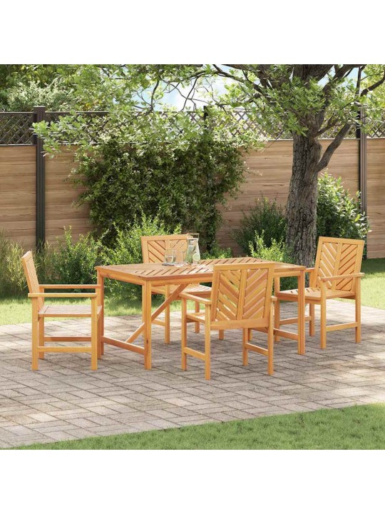 Dārza ēdamgalds 5 pcs brūna 150 x 90 x 74 cm akācijas masīvkoks