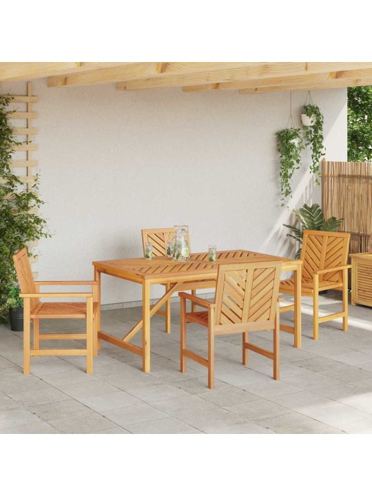 Dārza ēdamgalds 5 pcs brūna 150 x 90 x 74 cm akācijas masīvkoks