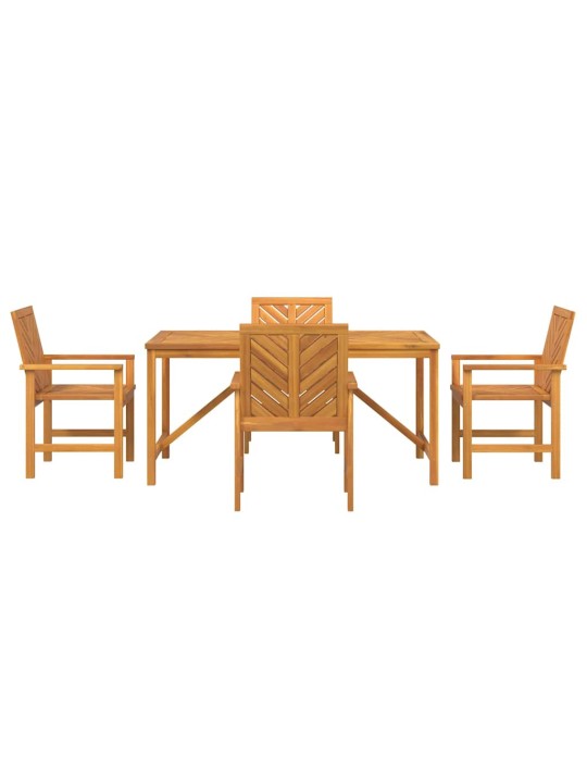 Dārza ēdamgalds 5 pcs brūna 150 x 90 x 74 cm akācijas masīvkoks