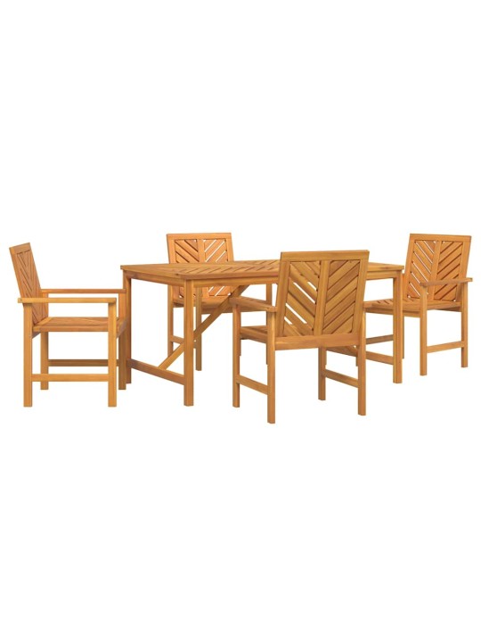 Dārza ēdamgalds 5 pcs brūna 150 x 90 x 74 cm akācijas masīvkoks