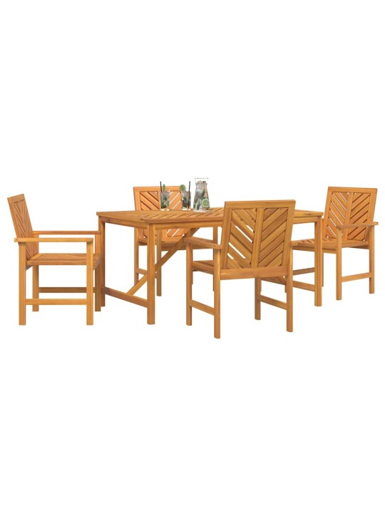 Dārza ēdamgalds 5 pcs brūna 150 x 90 x 74 cm akācijas masīvkoks