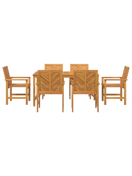 Dārza ēdamgalds 7 pcs brūna 150 x 90 x 74 cm akācijas masīvkoks