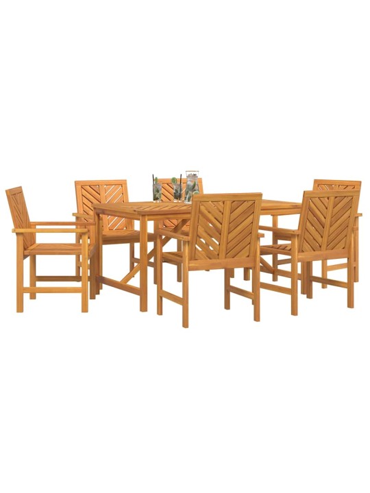 Dārza ēdamgalds 7 pcs brūna 150 x 90 x 74 cm akācijas masīvkoks