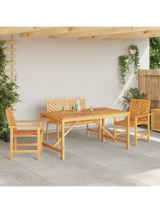 Dārza ēdamgalds 4 pcs brūna 150 x 90 x 74 cm akācijas masīvkoks