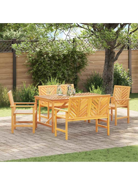 Dārza ēdamgalds 5 pcs brūna 150 x 90 x 74 cm akācijas masīvkoks