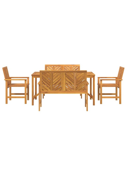 Dārza ēdamgalds 5 pcs brūna 150 x 90 x 74 cm akācijas masīvkoks