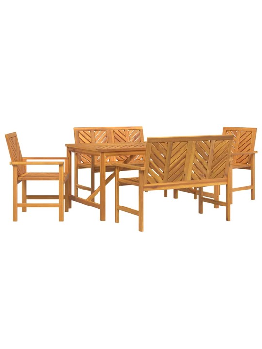 Dārza ēdamgalds 5 pcs brūna 150 x 90 x 74 cm akācijas masīvkoks