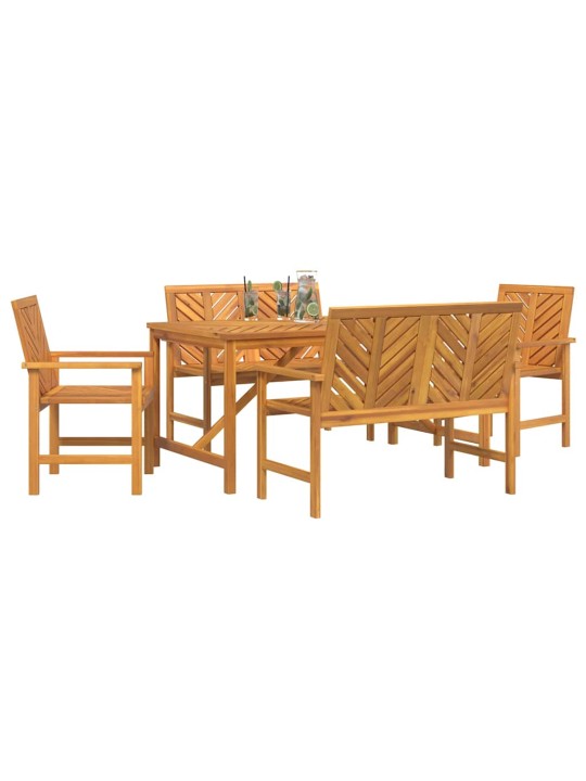 Dārza ēdamgalds 5 pcs brūna 150 x 90 x 74 cm akācijas masīvkoks